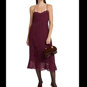 Farm Rio Lace Trim Midi Dress SZ S Boho Women Sleeveless Romantic Whimsy Viscose